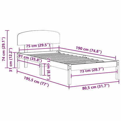 Bettrahmen Wachsbraun 75 x 190 cm Massives Kiefernholz