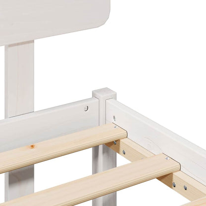 Bettrahmen mit Kopfteil Weiß 180 x 200 cm Massives Kiefernholz