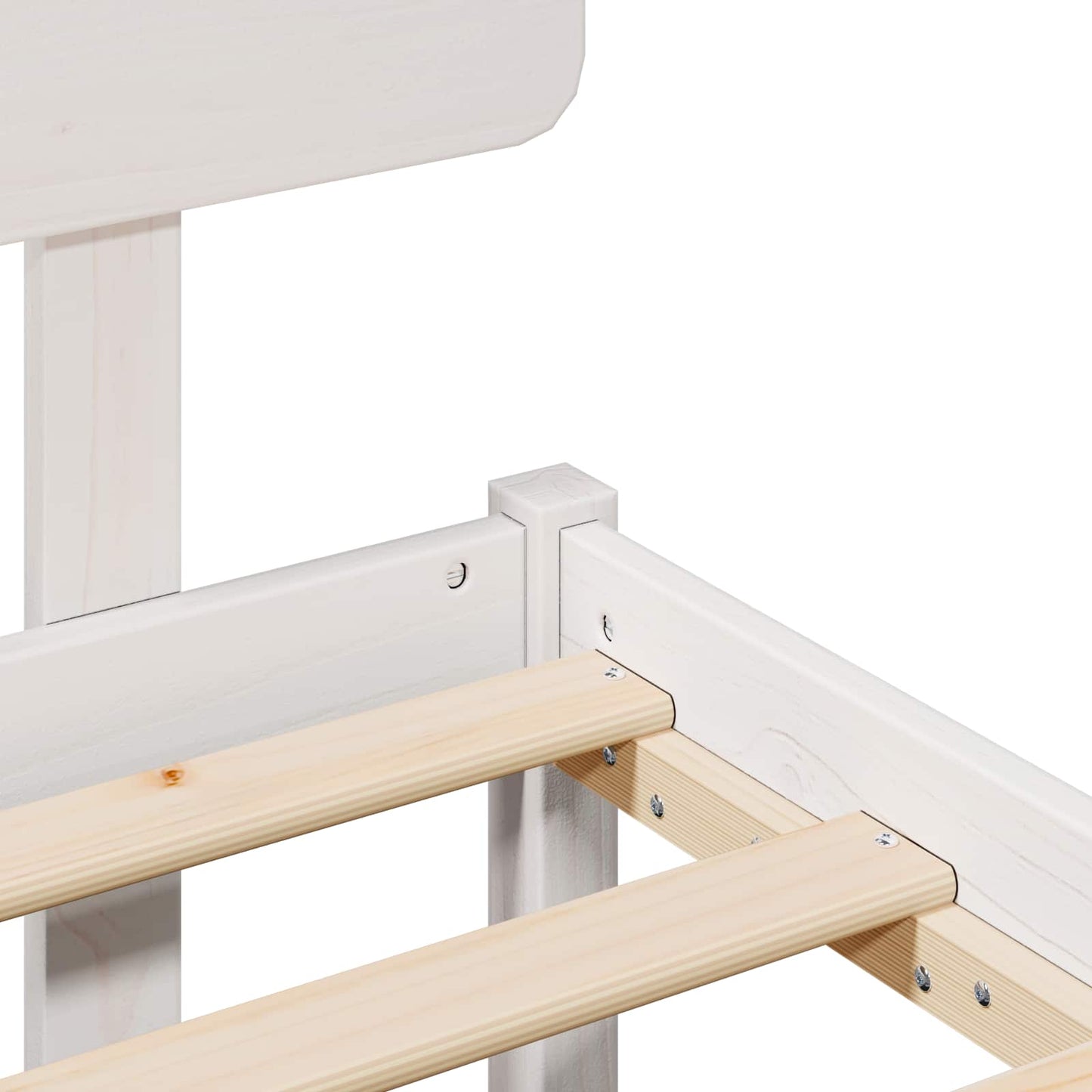 Bettrahmen mit Kopfteil Weiß 90 x 190 cm Massives Kiefernholz