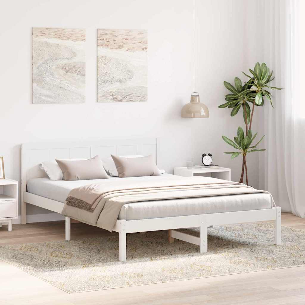 Bettgestell Weiß 140 x 200 cm Massivholz Kiefer