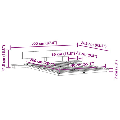 Bettgestell mit Kopfteil mit Speicher Braun 140 x 200 cm Holz