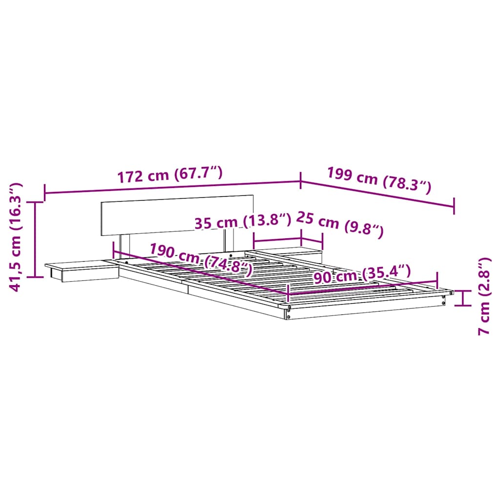 Bettgestell Braun 90 x 190 cm Holz