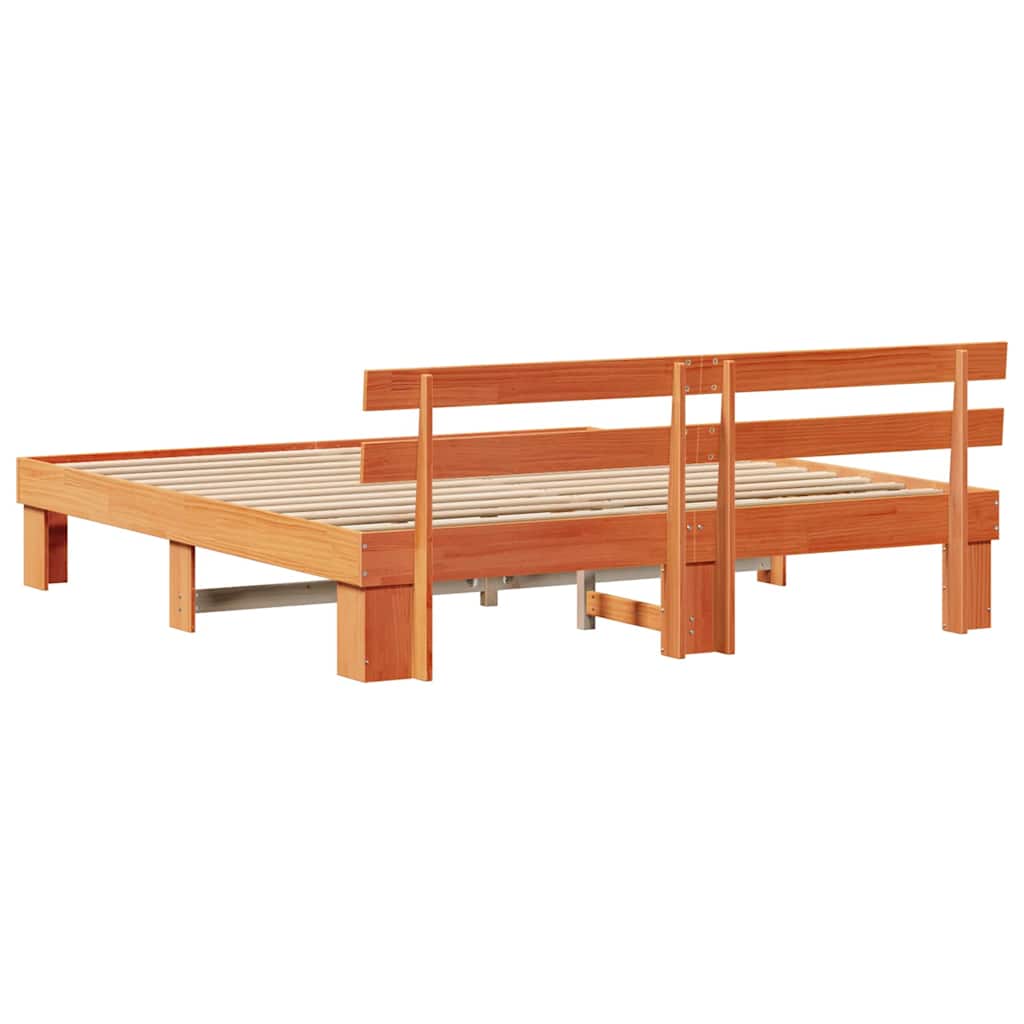 Bettrahmen Wachsbraun 200 x 200 cm Massives Kiefernholz