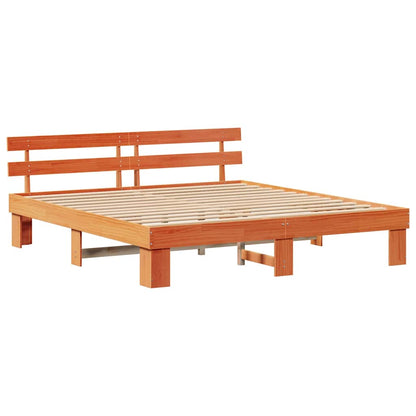 Bettrahmen Wachsbraun 180 x 200 cm Massives Kiefernholz