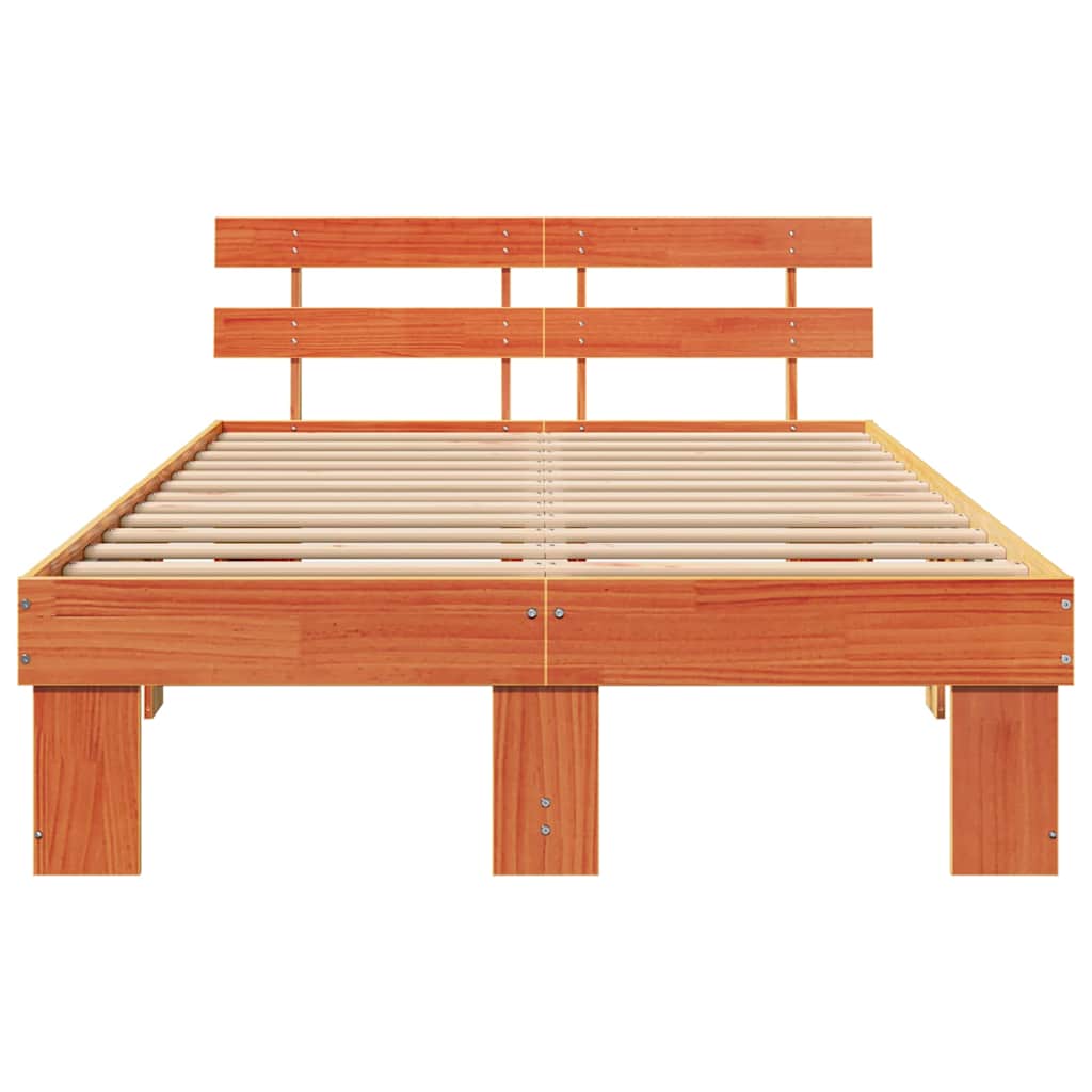 Bettrahmen Wachsbraun 140 x 190 cm Massives Kiefernholz