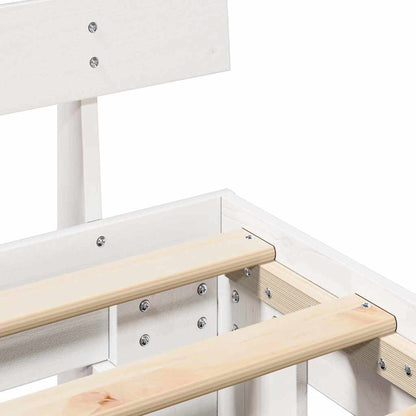 Bettrahmen mit Kopfteil Weiß 75 x 190 cm Massives Kiefernholz