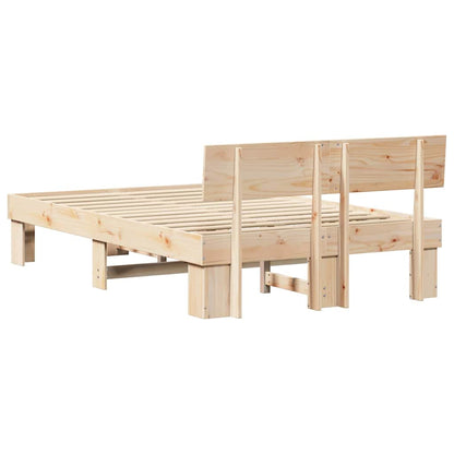 Bettrahmen mit Kopfteil Natur 135 x 190 cm Massives Kiefernholz