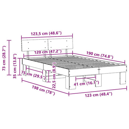 Bettrahmen Wachsbraun 120 x 190 cm Massives Kiefernholz