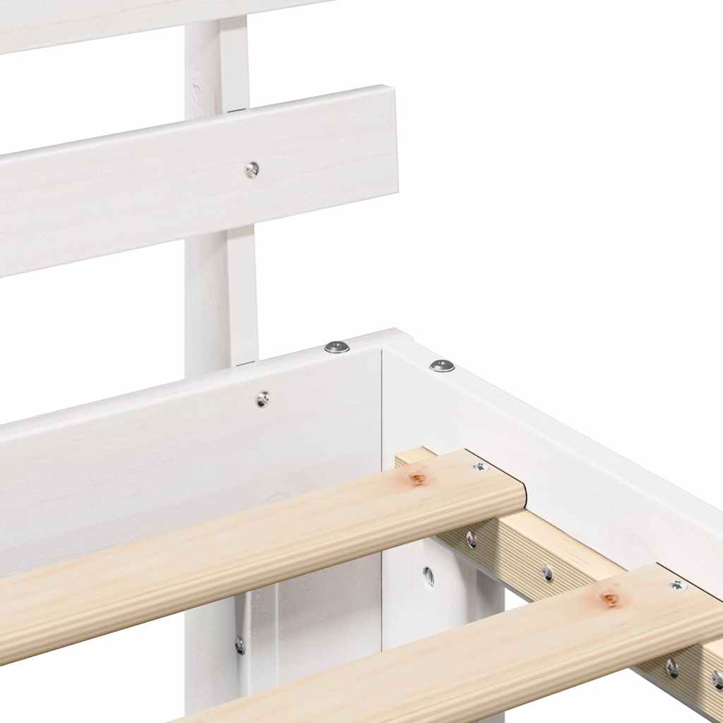 Bettrahmen mit Kopfteil Weiß 100 x 200 cm Massives Kiefernholz