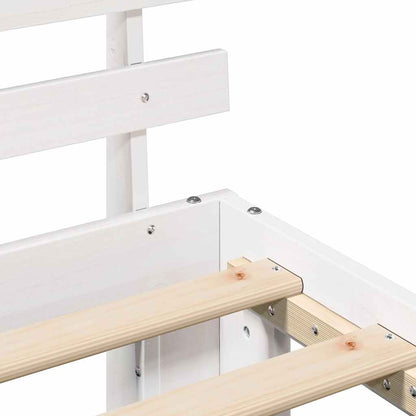 Bettrahmen mit Kopfteil Weiß 100 x 200 cm Massives Kiefernholz