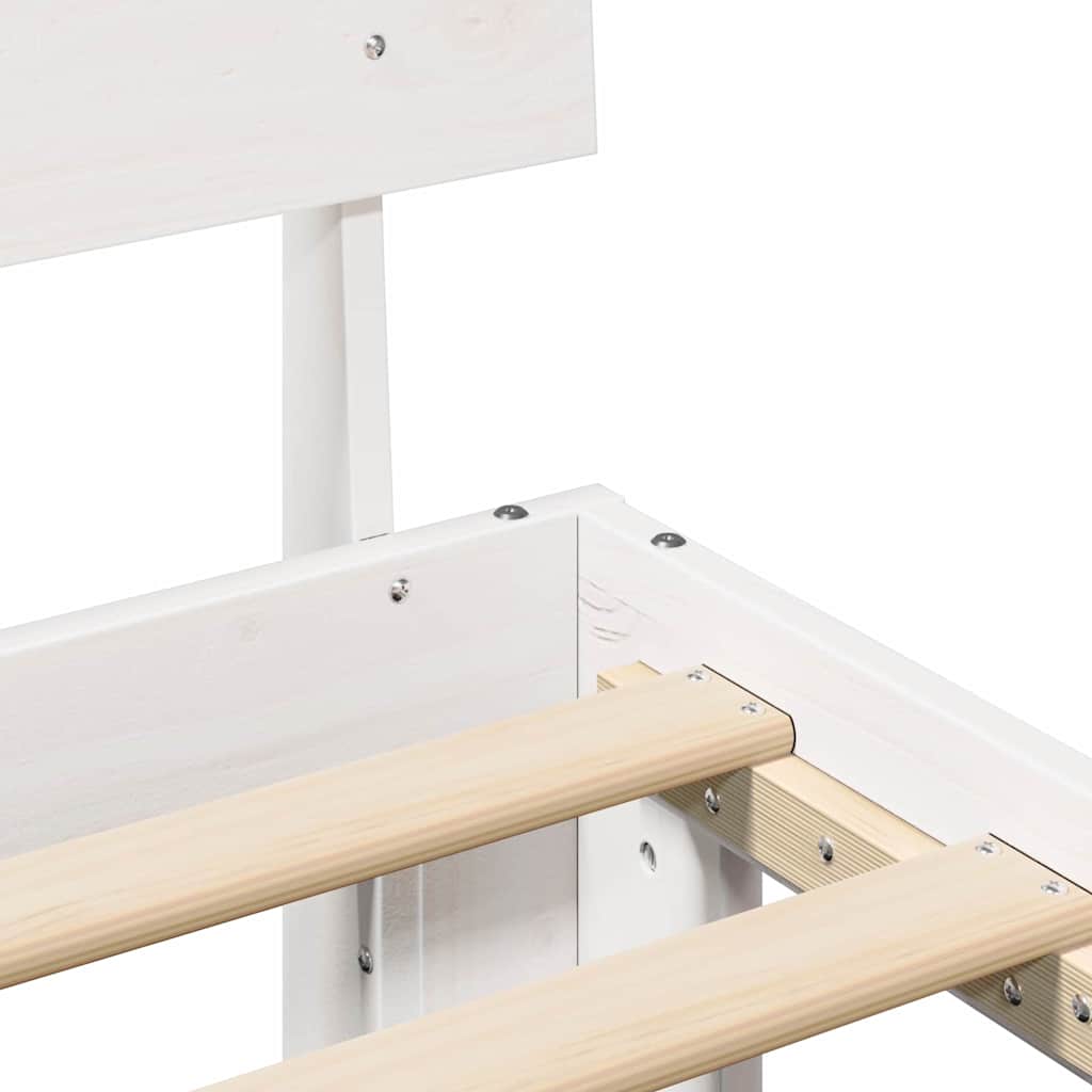 Bettrahmen mit Kopfteil Weiß 200 x 200 cm Massives Kiefernholz