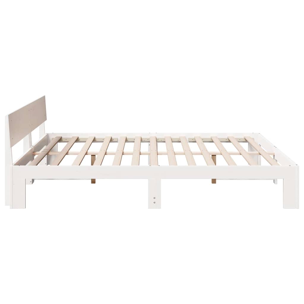 Bettrahmen mit Kopfteil Weiß 200 x 200 cm Massives Kiefernholz