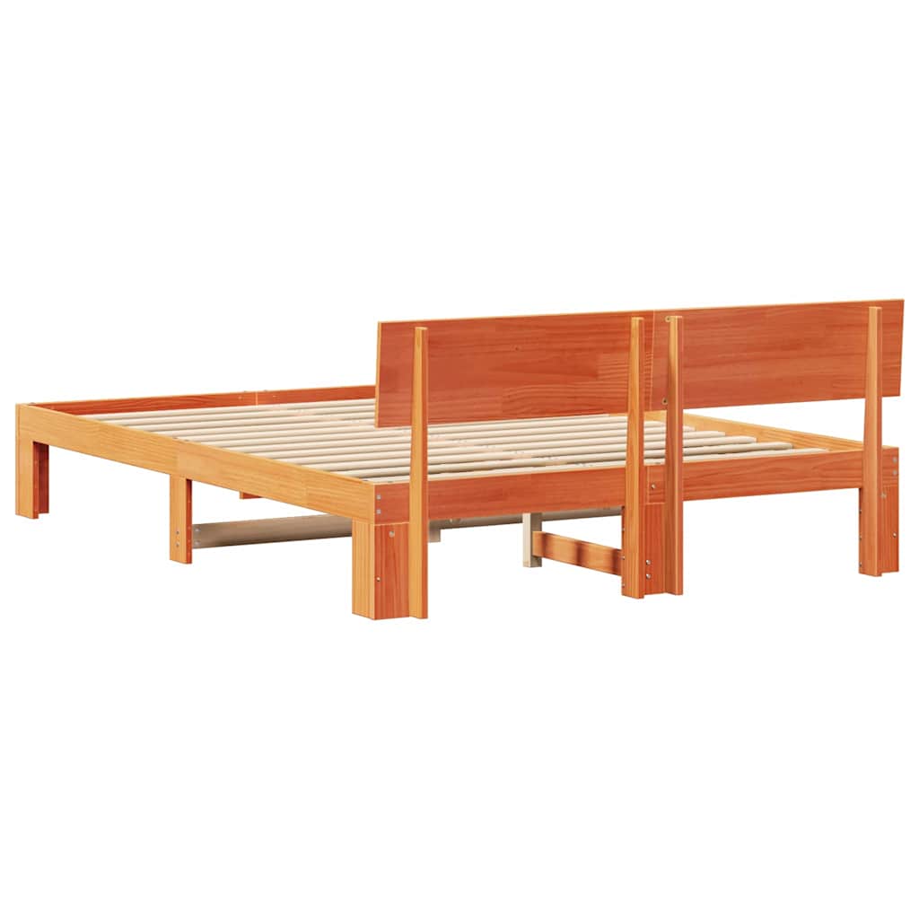 Bettrahmen Wachsbraun 140 x 200 cm Massives Kiefernholz