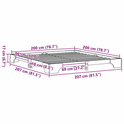 Bettrahmen Wachsbraun 200 x 200 cm Massives Kiefernholz