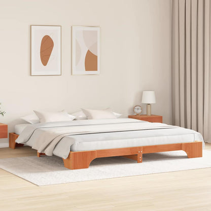 Bettrahmen Wachsbraun 180 x 200 cm Massives Kiefernholz