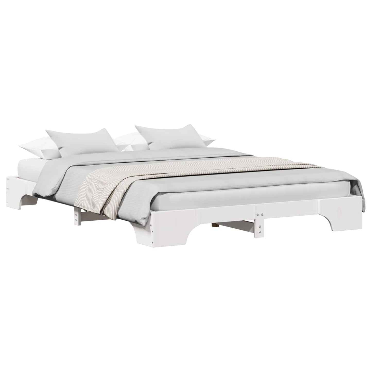 Bettrahmen Weiß 150 x 200 cm Massives Kiefernholz