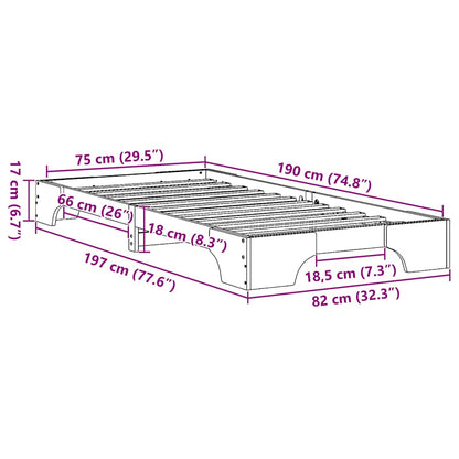 Bettrahmen Wachsbraun 75 x 190 cm Massives Kiefernholz