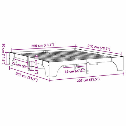 Bettrahmen Wachsbraun 200 x 200 cm Massives Kiefernholz