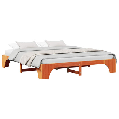 Bettrahmen Wachsbraun 180 x 200 cm Massives Kiefernholz