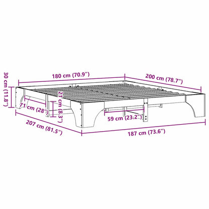 Bettrahmen Wachsbraun 180 x 200 cm Massives Kiefernholz