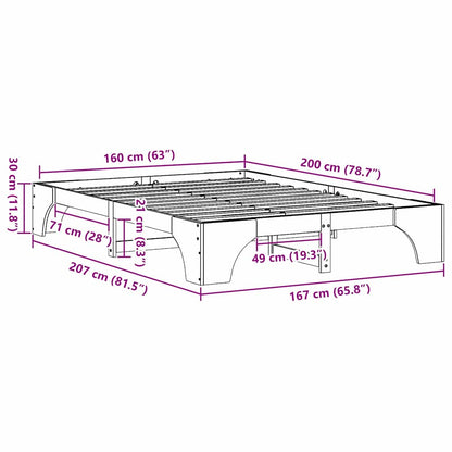 Bettrahmen Weiß 160 x 200 cm Massives Kiefernholz