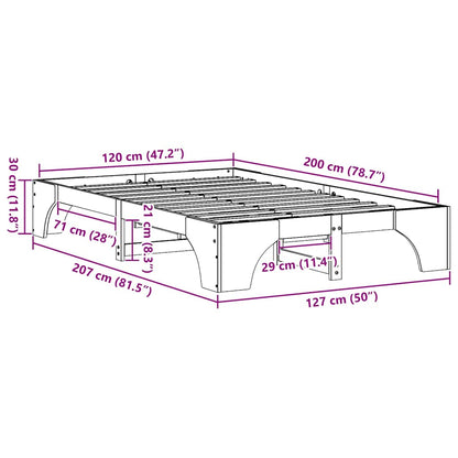 Bettrahmen Weiß 120 x 200 cm Massives Kiefernholz