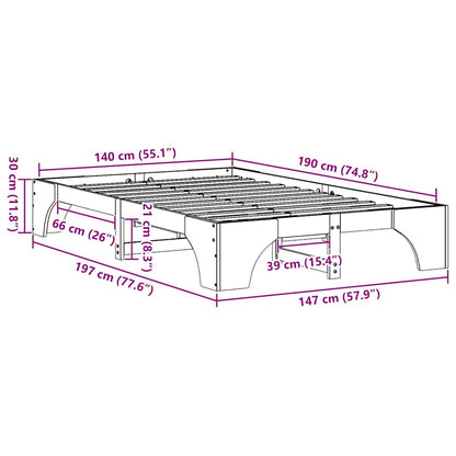 Bettrahmen Natur 140 x 190 cm Massives Kiefernholz