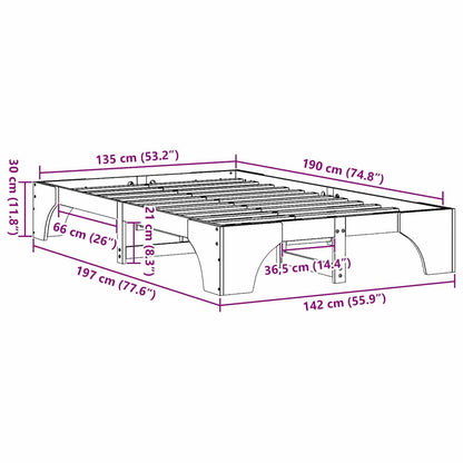 Bettrahmen Weiß 135 x 190 cm Massives Kiefernholz