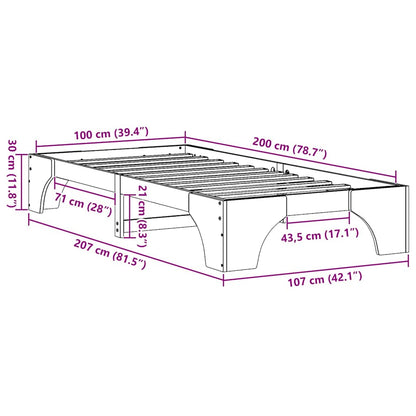 Bettrahmen Weiß 100 x 200 cm Massives Kiefernholz