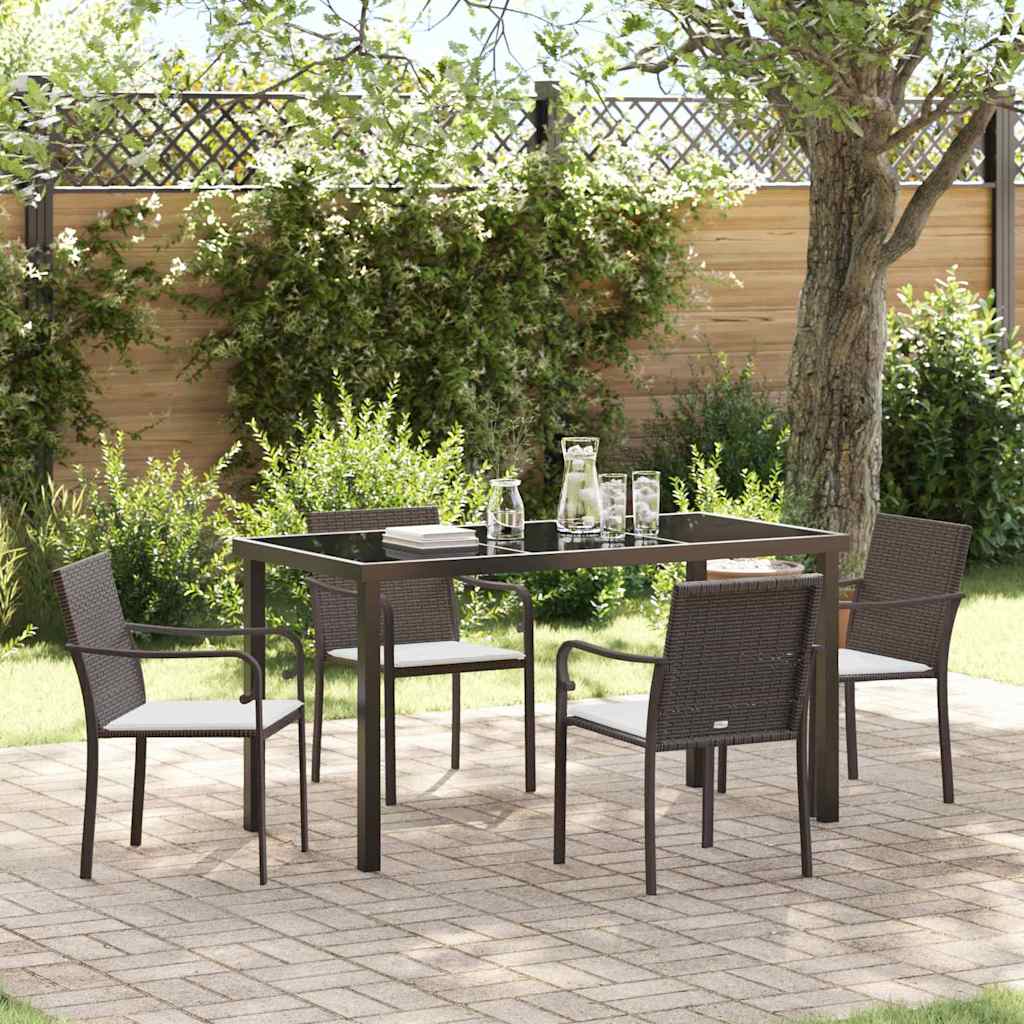 Garten Essgruppe 5 pcs Braun und Schwarz PE-Rattan