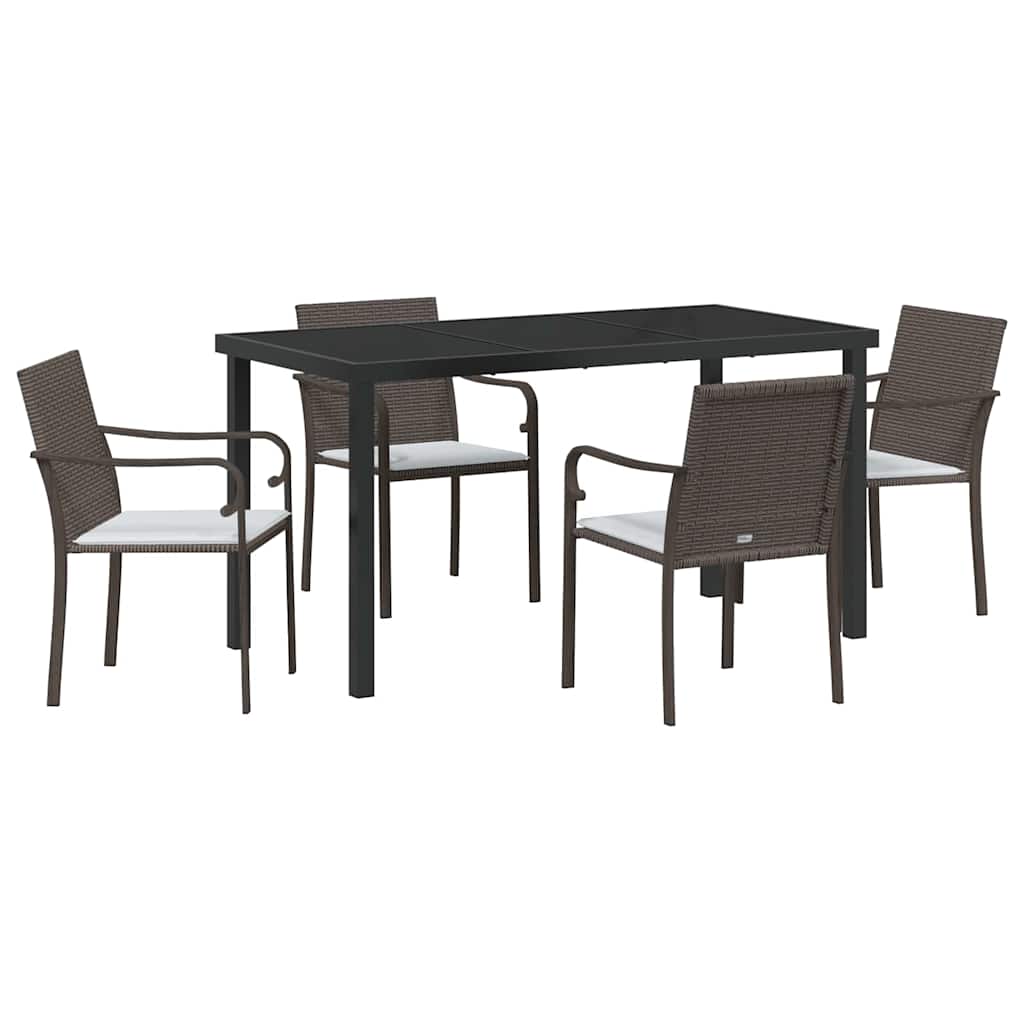 Garten Essgruppe 5 pcs Braun und Schwarz PE-Rattan
