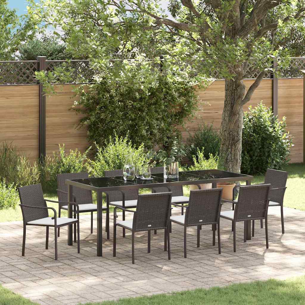 Garten Essgruppe 9 pcs Braun und Schwarz PE-Rattan