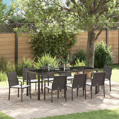 Garten Essgruppe 9 pcs Braun und Schwarz PE-Rattan