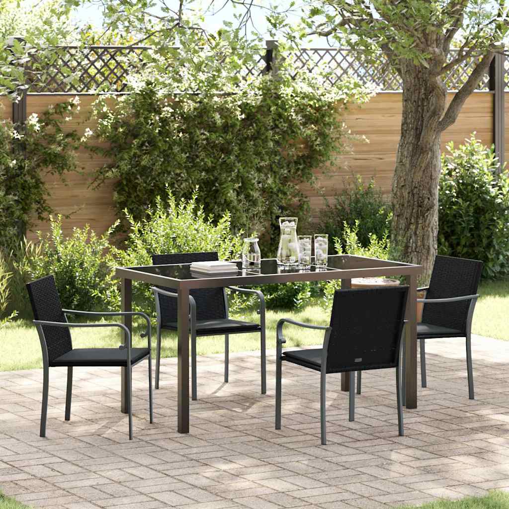 Garten Essgruppe 5 pcs Schwarz und Grau PE-Rattan