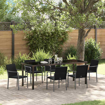 Garten Essgruppe 7 pcs Schwarz und Grau PE-Rattan