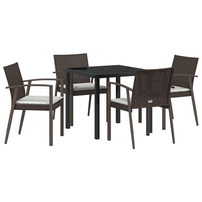 Garten Essgruppe 5 pcs Braun und Schwarz PE-Rattan