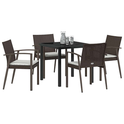 Garten Essgruppe 5 pcs Braun und Schwarz PE-Rattan