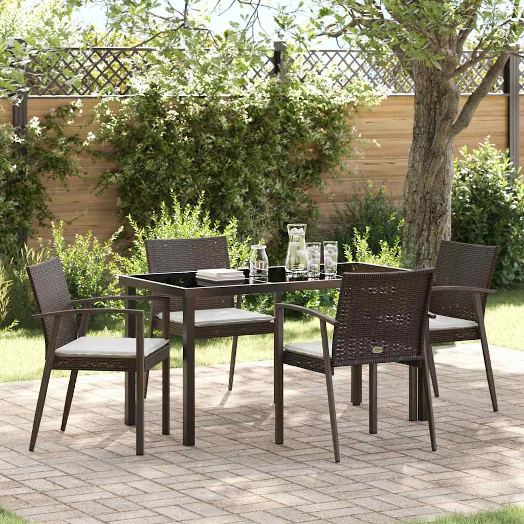 Garten Essgruppe 5 pcs Braun und Schwarz PE-Rattan