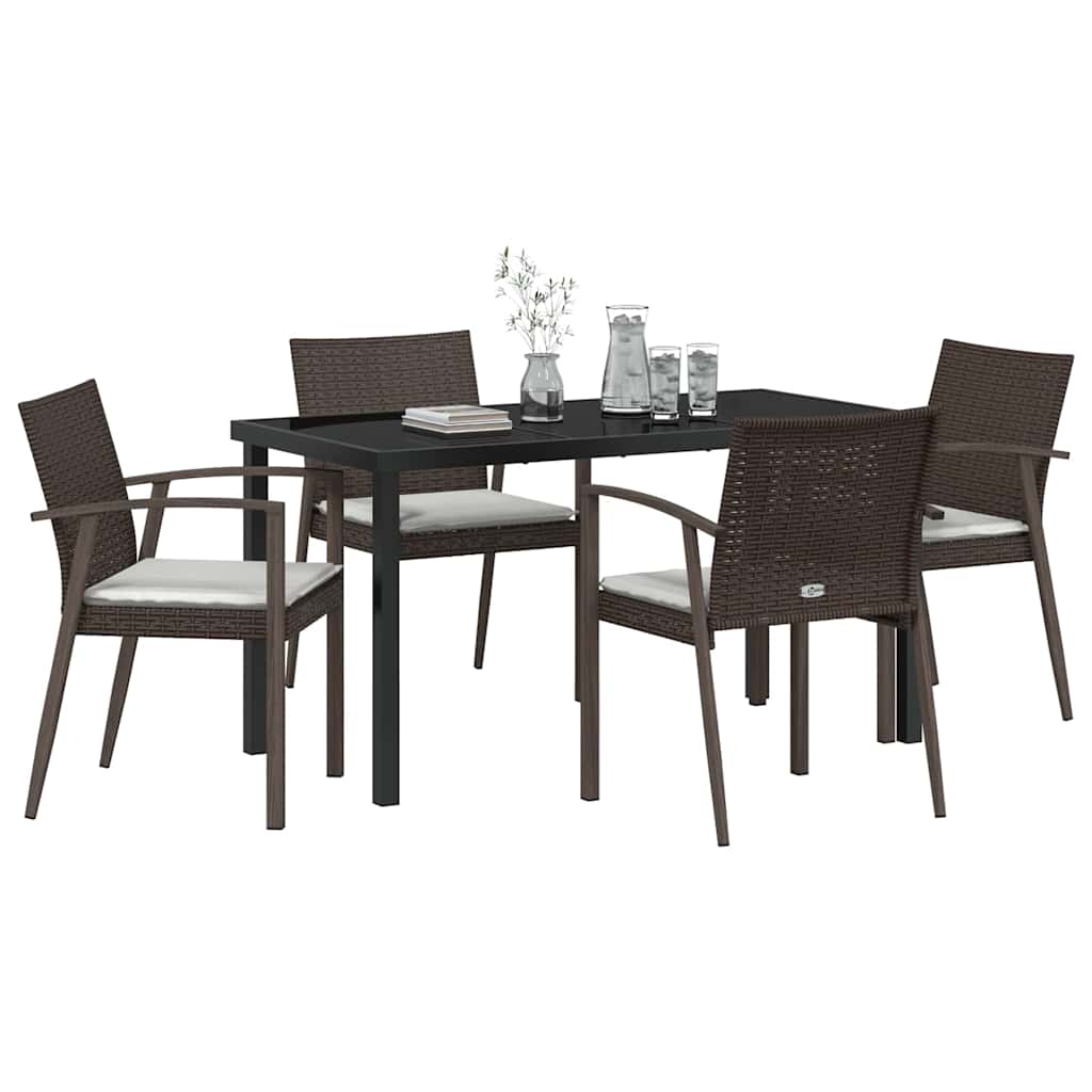 Garten Essgruppe 5 pcs Braun und Schwarz PE-Rattan