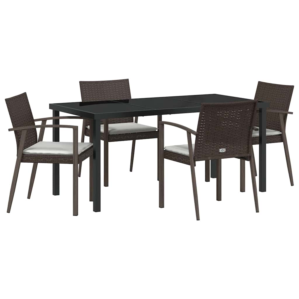 vidaXL Garten Essgruppe 5 pcs Braun und Schwarz PE-Rattan