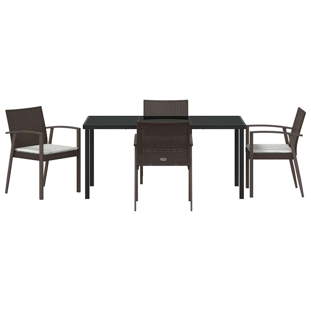 vidaXL Garten Essgruppe 5 pcs Braun und Schwarz PE-Rattan