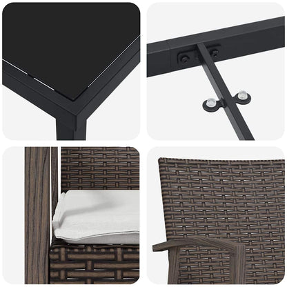 vidaXL Garten Essgruppe 9 pcs Braun und Schwarz PE-Rattan