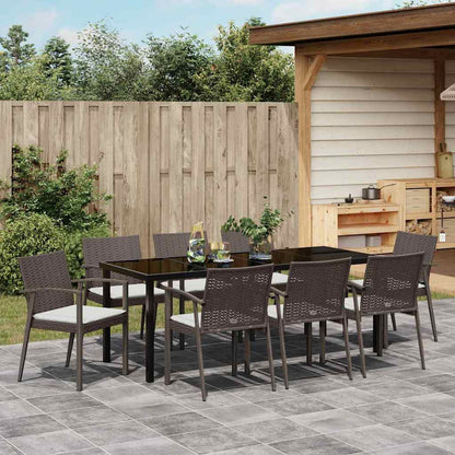 vidaXL Garten Essgruppe 9 pcs Braun und Schwarz PE-Rattan