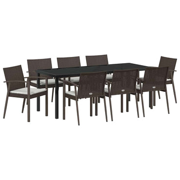 vidaXL Garten Essgruppe 9 pcs Braun und Schwarz PE-Rattan