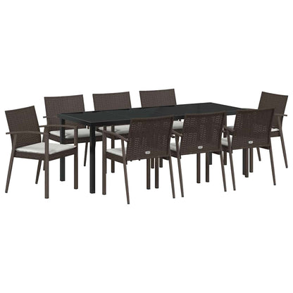vidaXL Garten Essgruppe 9 pcs Braun und Schwarz PE-Rattan