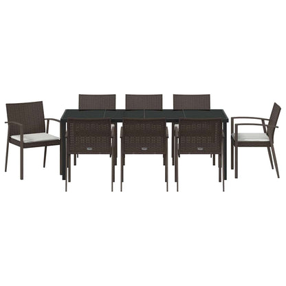 vidaXL Garten Essgruppe 9 pcs Braun und Schwarz PE-Rattan