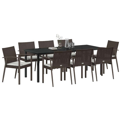 vidaXL Garten Essgruppe 9 pcs Braun und Schwarz PE-Rattan