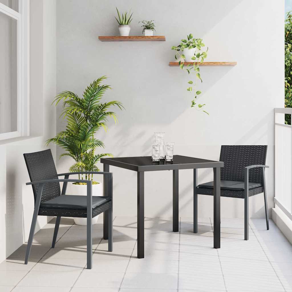vidaXL Garten Essgruppe 3 pcs Schwarz und Grau PE-Rattan