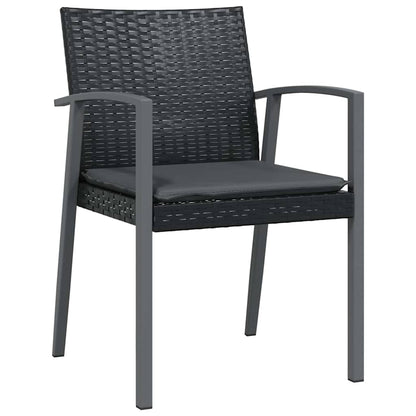 vidaXL Garten Essgruppe 3 pcs Schwarz und Grau PE-Rattan