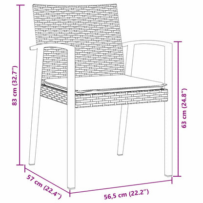 vidaXL Garten Essgruppe 3 pcs Schwarz und Grau PE-Rattan